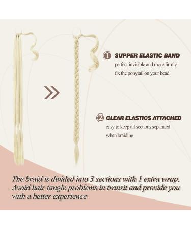 BARSDAR 86cm Braided Ponytail Extension - Soft Synthetic Hair Bleaching Blonde Natural DIY Style (Pack of 1) - Buy Online on GoSupps.com