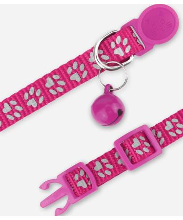 Taglory Reflective Cat Collar with Safety Clasp & Bell - 2-Pack Adjustable Hot Pink Collars for Cats & Kittens (15-20cm) - Buy Online on GoSupps.com