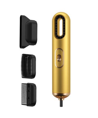 3 in 1 Ionic Hair Dryer Hot &Cold Wind Air Comb Hair Blow Dryer Straight Hair Comb Hot Air Brush Styler and Volumizer Comb (Yellow)