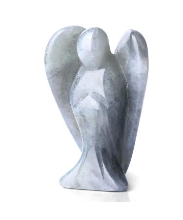 Xiannvxi 38mm Labradorite Guardian angel crystals angel figure healing crystal gemstones polished stones statue reiki fishing figure guardian angel gift h-labradorite