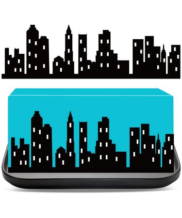 4 Pieces City Cake Border Decoration Toppers Stick On or Lay On Building Images Lighted City Backdrop for Cakes Wrap Desserts Birthday Party Decorating Supplies