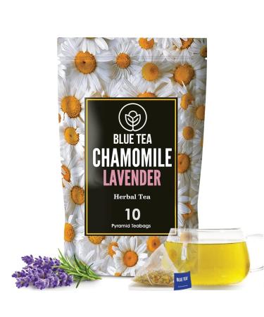 BLUE TEA - Chamomile Lavender Tea - 10 Pyramid Tea Bags || RELAX TEA || Herbal Tea - Caffeine-free Non-GMO - Vegan - Eco-Conscious Premium Zipper