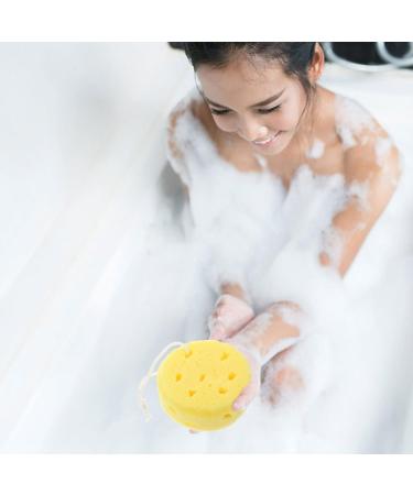FOMIYES Bath Sponge Mesh Pouf Shower Ball Exfoliating Body Brush Scrubber - Yellow (4pcs) - Buy Online on GoSupps.com