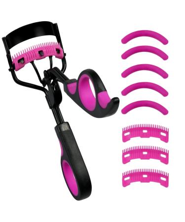 Eyelash Curlers with Comb IMMER LIEBEN Lash Curler with 5 Replacement Refills, 3 Combs, 10 Seconds Curl and Lifted Lashes Black and Purple Metal 1 Piece