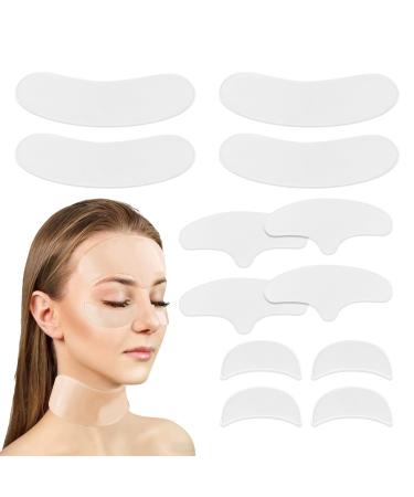 Zorivane 12PCS Forehead & Neck & Eye Wrinkle Patches Set Reusable Night Silicone Anti-Wrinkle Patches Improves Wrinkles and Restores Skin Firmness