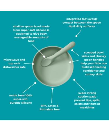 Vital Baby Nourish Silicone Suction Bowl Set - Mess-Free Weaning - BPA-Free - Easy to Clean - Crushed Mint - Buy Online on GoSupps.com