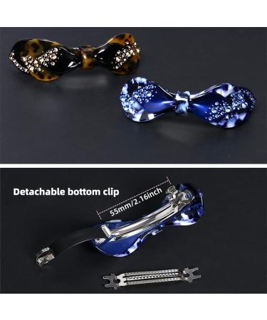 CHOISBEING 2 Pcs Non-slip French Tortoise Hair Barrettes with Crystal Rhinestones - Retro Hair Clips for Thick Hair (Tortoise) - Buy Online on GoSupps.com