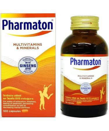 Pharmaton Ginseng Extract G115 (100 Capsules) - Swiss Quality Formula, Clinically Proven - 100 Count - Buy Online on GoSupps.com