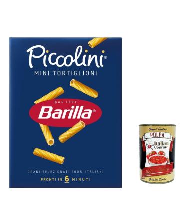 Italian Gourmet E.R. Pack of 20 Barilla Mini Tortiglioni pasta 100% Italian pasta 500g + Italian gourmet polpa 400g