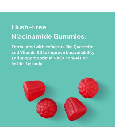NAD+ Gummies 800mg Niacinamide | Flush-Free B3 B12 Quercetin L-Tryptophan & Resveratrol | Sugar-Free Vegan NAD Supplement for Energy Focus Aging & Cellular Repair. 90 Gummies - Buy Online on GoSupps.com