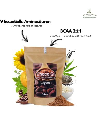  Microflorana Choco Qi Vegan 600 g Vegetable Protein Low Carb BCAA 2:1:1 Protein Powder Protein Chocolate Sunflower Protein Hemp Protein Pumpkin Protein Proteins - Buy Online on GoSupps.com