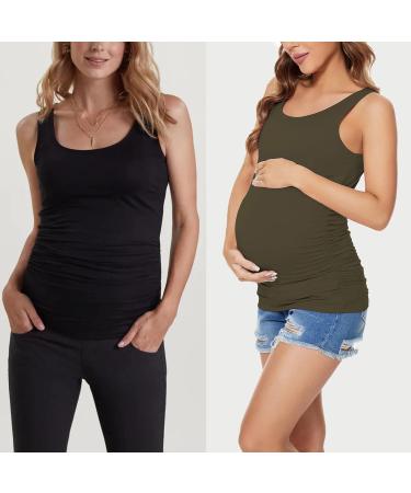 Love2Mi Maternity Top Set - 3 Pack Maternity Clothes (S, Black/Grey/Army Green) - Buy Online on GoSupps.com