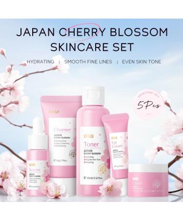 Cherry Blossom Skin Care Set for Teen Girls - Deeply Hydrates - Reduces Fine Lines - Includes Cleanser Toner Serum Essence Eye Cream Moisturizer - Buy Online on GoSupps.com