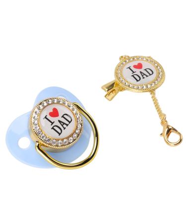 Baby Pacifier Dummy Newborn Pacifier Rhinestone Design Silicone Baby Pacifier M for 6 to 18 Months Baby (Blue)