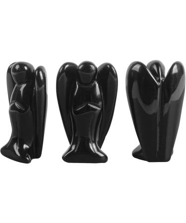 Lovionus89 Hand-Carved Black Obsidian Angel Statue | 5cm Healing Crystal Decoration | Natural Stone Figurine for Home & Gift - Buy Online on GoSupps.com