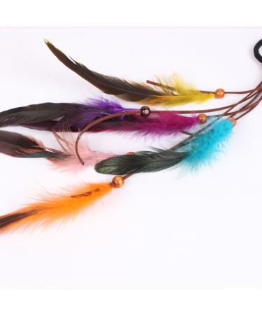 Fodattm Handmade Boho Hippie Hair Bands for Girls & Women - 3 Pack Elastic Ponytail Holders & Feather Hair Accessories - Buy Online on GoSupps.com