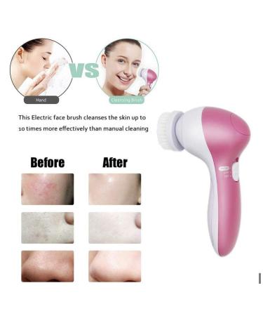 Bji Facial Cleansing 7 Brush with 360 Rotational Head - Waterproof Face Brush Set in Pink - Buy Online on GoSupps.com