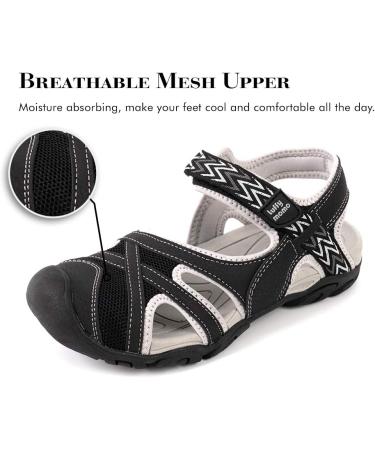Heva Women s Closed Toe Outdoor Sandals - Adjustable Velcro Hiking & Trekking Shoes | Black EU 39 - Buy Online on GoSupps.com