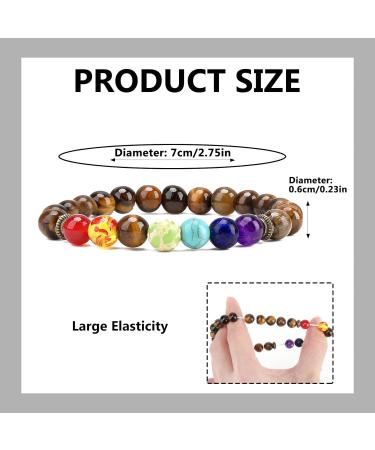 Chakra Bracelets for Women and Men Healing Crystal Natural Lava Stone Gemstones Tourist Souvenir Elastic 8mm Beads Bracelet for Anxiety Relief Yoga and Reiki Bangle Energy Balance Tiger Eye Stone - Buy Online on GoSupps.com