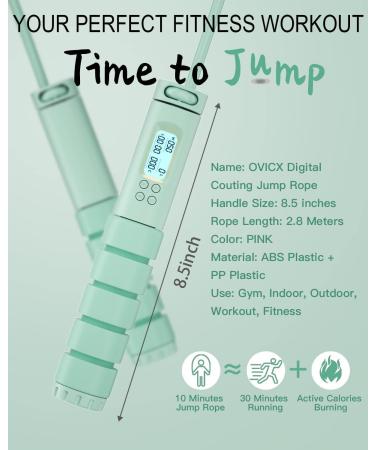 OVICX Digital Weighted Handle Speed Jump Rope - Green | Adjustable Length | Cardio Fitness Training - Buy Online on GoSupps.com