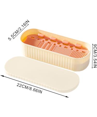 itrimaka Makeup Brush Cleaner Box | Makeup Sponge Cleaner Storage Box Drying Holder | Portable Dustproof Cleaning Tool for Makeup Brushes Sponges Third Generation Milky Apricot Color - Buy Online on GoSupps.com