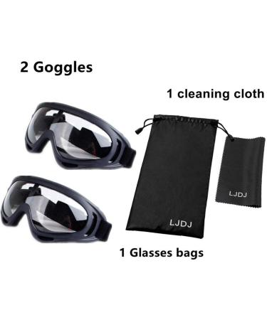 LJDJ Motorcycle Goggles Set of 2 - Anti-UV Dirt Bike ATV Motocross Protective Glasses for Men Women Kids - Adjustable Offroad Tactical Combat Goggles in Black with Clear Lens - Buy Online on GoSupps.com
