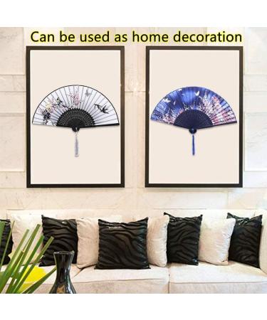 Hand Fans for Women Foldable 2Pcs Folding Hand Held Fans Elegant Flower Bird Butterfly Silk Fans with Grey Tassel Exquisite Black Bone Bamboo Chinese Fan for Dancing Party Wedding - Buy Online on GoSupps.com