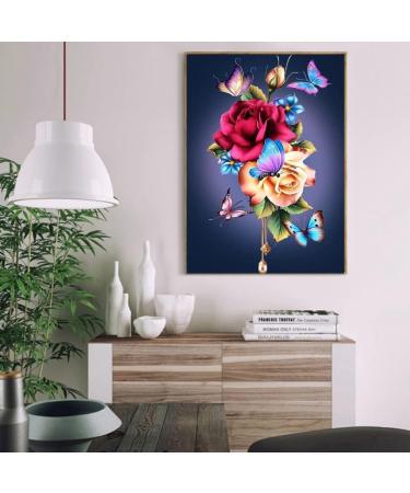 Flower Paint by Numbers Kit - Butterfly Adult DIY Oil Painting 12X16 Inch - for Adults & Kids Beginners - Pink - Buy Online on GoSupps.com