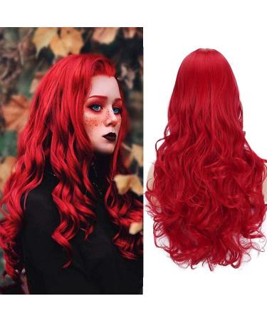 ColorfulPanda Long Red Wavy Synthetic Wig - 26 inches Heat Resistant for Women - Natural Looking Loose Wave Curly Style - Ideal for Everyday Cosplay & Parties - Buy Online on GoSupps.com