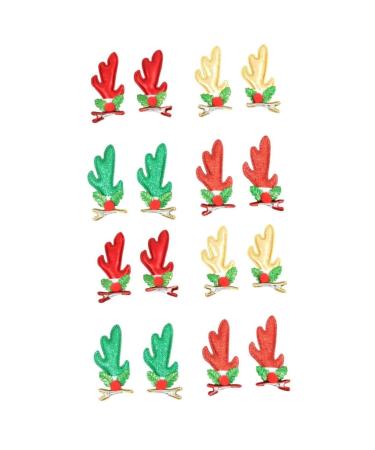 FRCOLOR Reindeer Antlers Hair Clips Pairs girls Christmas barrette clips girls barrettes decoration hairpin Christmas Reindeer Antlers Headband headgear Miss three-dimensional Gold powder