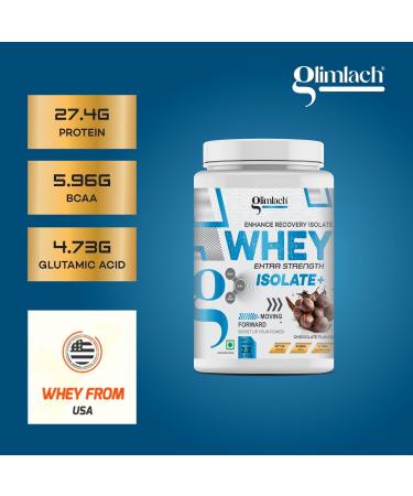 GLIMLACH Whey Extra Strength Isolate + Protein Powder for Muscle Support & Recovery Vegetarian - Primary Source Whey Isolate (2.2LBS Chocolate) Chocolate 2.2 Pound (Pack of 1) - Buy Online on GoSupps.com