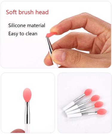Yueser 20pc Mini Silicone Lip Brush Set | Reusable Soft Lip Applicator Brushes for Beauty Makeup | 5cm Pink White Handle - Buy Online on GoSupps.com