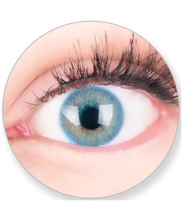 Glamlen's contact lenses colored blue with and with strength - with contact lens tank.Very strongly covering natural blue colored monthly lenses Ocean blue 1 pair of soft silicone hydrogel 0.0 diopters