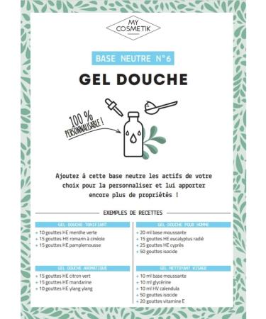  MY COSMETIK MY COSMETIK - Neutral base of customizable shower gel - Certified COSMOS NATURAL - 100% natural mild liquid soap rich in coconut and sunflower vegetable oils - Made in France - 500ml - Buy Online on GoSupps.com