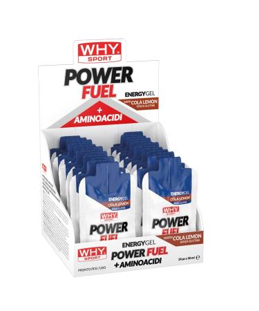 WHY SPORT Power Fuel Energy Gel on carbohydrate basis maltodextrin and amino acids lemon cola flavor box of 24 gels 50 ml ColaLemon