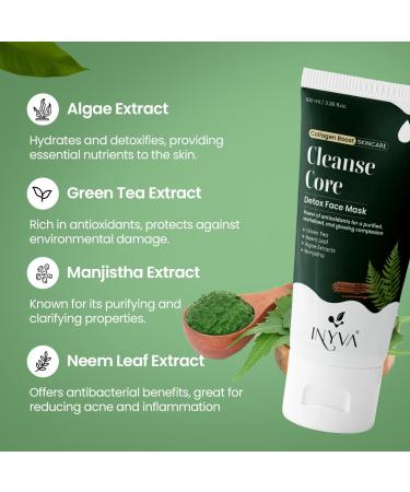 CleanseCore Detox Face Mask | Algae Green Tea Manjistha & Neem | Deep Cleansing & Revitalizing | All Skin Types | 100 ml - International Shipping Available - Buy Online on GoSupps.com
