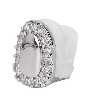 Bling Teeth Accessoire decoration for Halloween-Party hip-hop show practical and fashionable brass galvanization suitable for hip-hop fashion lovers (solitaire portal diamond silver)