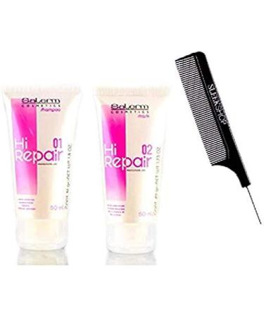 Salerm HI REPAIR Shampoo & Mask Conditioner DUO SET High Repair Damaged Hair for Strong Full Bodied Shine Softness (W/Sleek Comb) Masque (1.73 oz + 1.73 oz - TRAVEL DUO KIT) - Buy Online on GoSupps.com