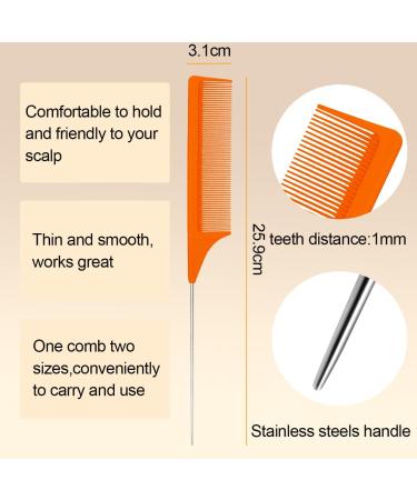 3-Piece Hair Comb Set - Metal Combs for Hair Styling and Back Combing - Orange - Buy Online on GoSupps.com