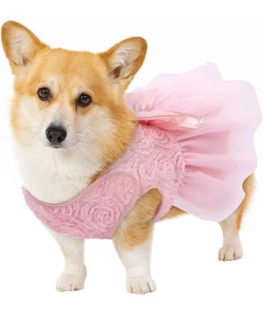 Asenku Dog Dress - Princess Lace Wedding & Birthday Outfit for Small/Medium Dogs & Cats in Light Pink - Formal Pet Clothing - Buy Online on GoSupps.com