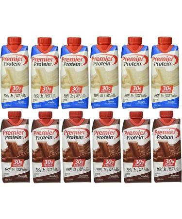Premier Protein High Protein Shake Variety Pack - Chocolate & Vanilla, 11 Fl oz, 12 Pack - Buy Online on GoSupps.com