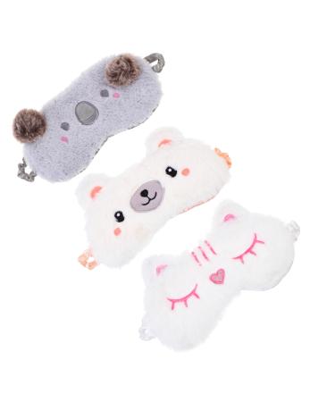 Beaupretty 6 Pcs Plush Eye Mask Sleep Eye Patches Furry Masks Pink Sleep Mask Blackout Eye Cover Animal Sleeping Masks Faux Eye Patch Eye Patches for Adults Cartoon Travel Cotton Goggles