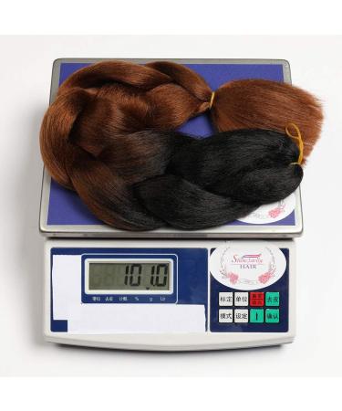 Showjarlly Kanecalon Hair Braids Extensions - Ombre Jumbo Braid 24 | Box Braids in Black/Dark Brown - 3 Pack KanCalon Kunsthaar - Buy Online on GoSupps.com