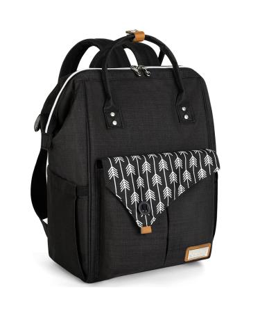 Lekebaby baby diaper backpack diaper bag with diaper pad multifunctional large capacity baby bag travel bag for on the go black