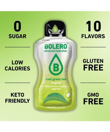 Bolero TH VERT GLAC FRAMBOISE & GRENADE 24x3g | Poudre pour boisson sans sucre dulcor e la st via + vitamine C | convient aux enfants aux sportifs et aux diab tiques | sans gluten - Buy Online on GoSupps.com