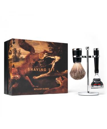 Benjamin Barber Classic 3-piece shaving set Ebony - stylish durable and high-quality shaving set in a black design