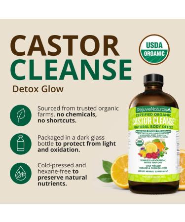 RejuveNaturals Castor Cleanse - USDA Organic Castor Oil, Chlorella, Spirulina, Roots & Greens for Wellness, Digestive Support, Daily Balance. 3-Month Supply Gut Cleanse Detox for Women & Men - 16oz. - Buy Online on GoSupps.com