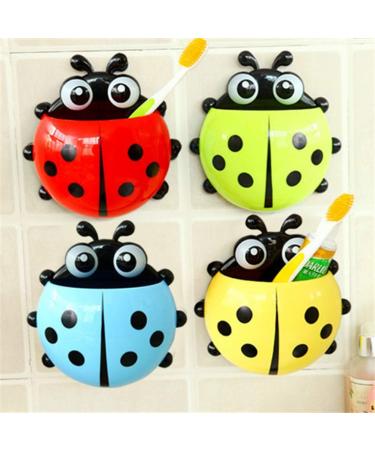 Angoily Ladybug Sucker Toothbrush Holder - Cute Cartoon Suction Cup for Kids' Bathroom - Durable Toothbrush Holder for Children - Buy Online on GoSupps.com