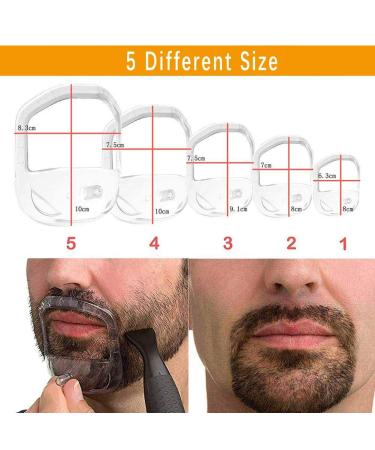 Beard Shaping Tool Set for Men - Transparent - 5 PCS Grooming Template for Goatee, Mustache, Face Hair Styling - Buy Online on GoSupps.com