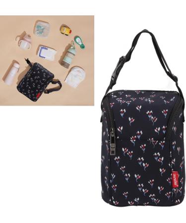 Famido Baby Bottle Thermal Bag - Waterproof Insulation Tote for Breast Milk Storage (Floral Black) - Buy Online on GoSupps.com